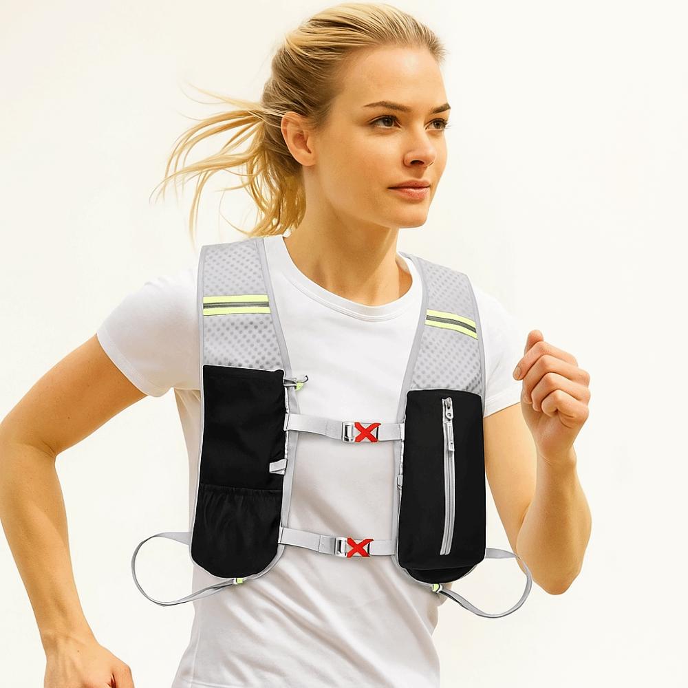 Reflective Running Vest Breathable Running Bag Running Water Bottle Storage Vest  for Outdoors
