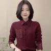 2025 Autumn/Winter Women's Double-Sided Velvet Shirt: Stylish, Solid Color, Long Sleeve, Slimming Fit, Collar Detail.