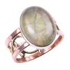 Natural Prehnite Gemstone Handmade 925 Sterling Silver Two Tone Ring S.10.5 y3J33