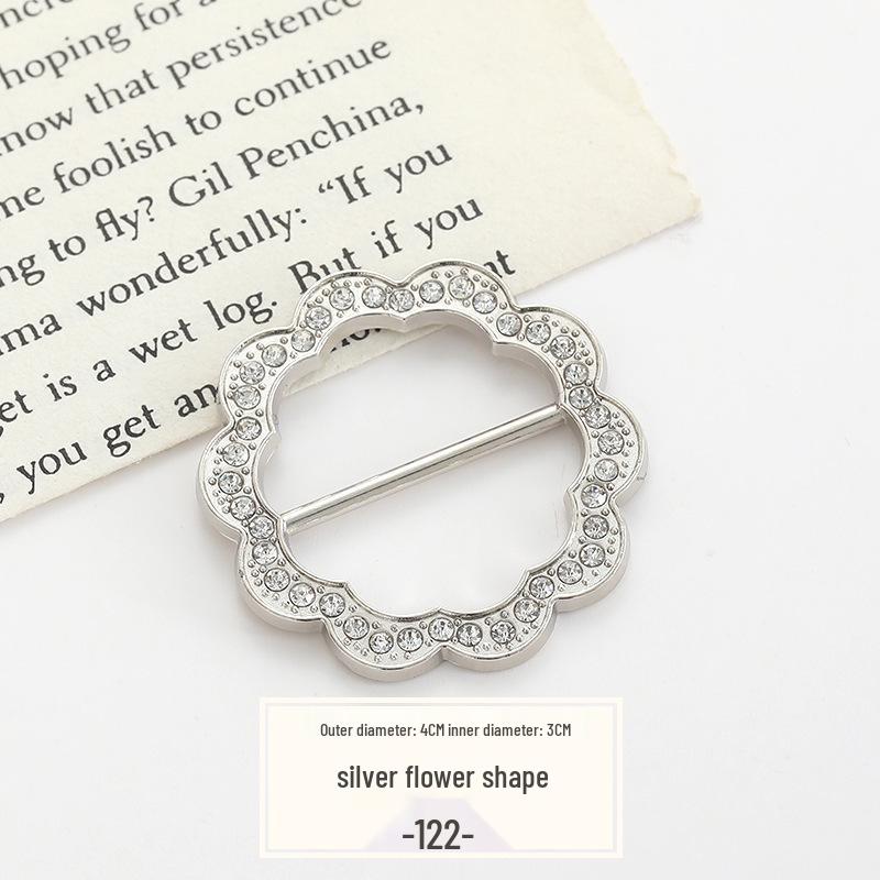 Pearl Rhinestone Waist Buckle Scarf Fastener Hem Knot Button for Women