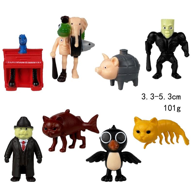 Tung Tung Sahur Conjunto de Figuras de Anime 3D Monstro Híbrido Criativo Brinquedo Modelo Decoração Presente para Crianças Estátua Miniatura de PVC Colecionável