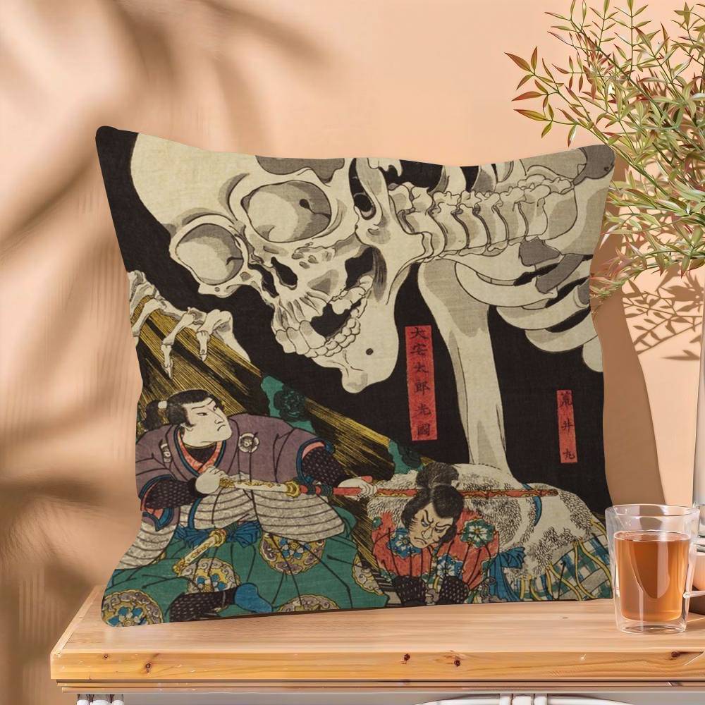 Vintage The Great Wave Katsushika Hokusai Office Cushion Pillowcase Car Cushion Cover45X45CM Lumbar Pillowcase Sofa Pillowcover