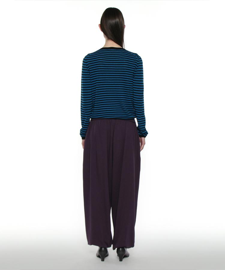 PARTIMENTO WOMEN Pwc Sheer V-Neck Knit Sweater_Teal Stripe