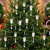 Yousheng Faux Crystal Pinecone Christmas Ornaments Hanging Clear Prism Acrylic Pinecone Decoration with Teardrop for Christmas Tree Party Decor
