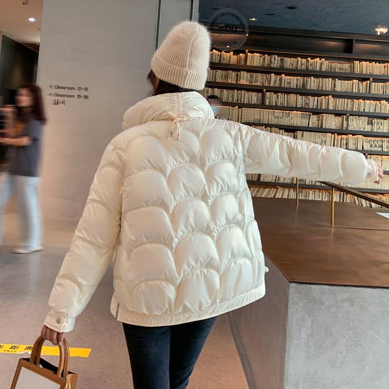 Bright Short Cotton-padded Jacket Female Korean Version of The Loose Year New Stand-up Collar Down Cotton-padded Jacket Students Light Winter Coat.