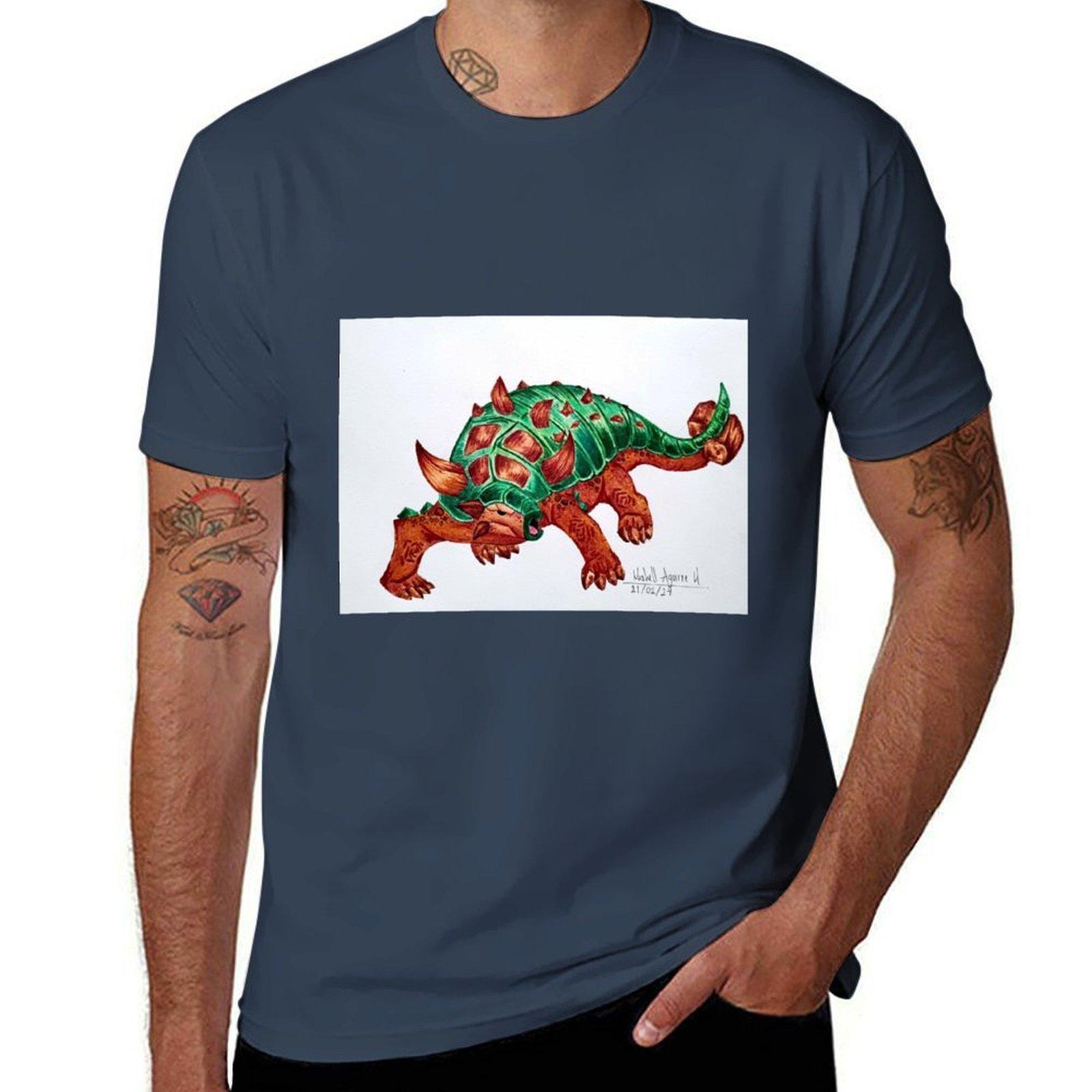 Ankylosaurus Tshirt Art Pattern Printed Casual Top S