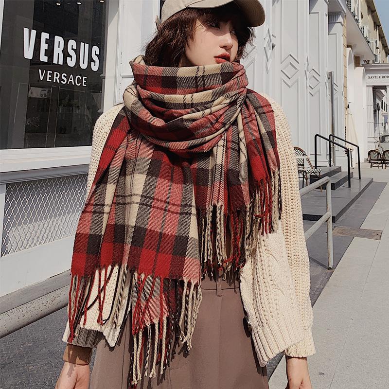 New Free  Cashmere Women Scarf Winter Plaid Fringed Scarve Pashmina Mujer Femme Foulard Bufanda Long Wrap Shawls Unisex