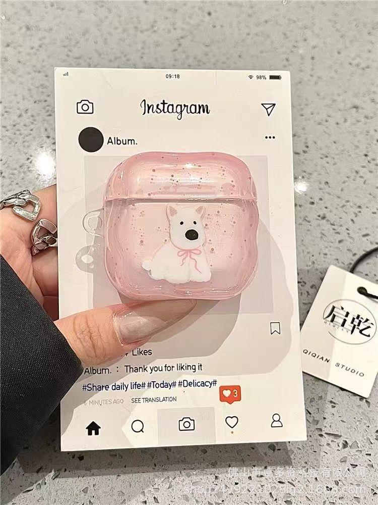 Pink splash ink West Highland puppy for AirPods pro1 protective case earphone cover pro1 bluetooth earphone case