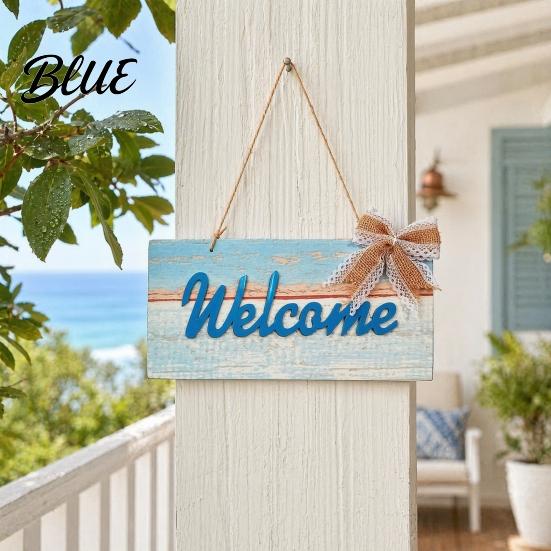 Retro Wooden Sign Welcome Decorative Sign Mediterranean Style Long-lasting Door Decoration Wall Mounted