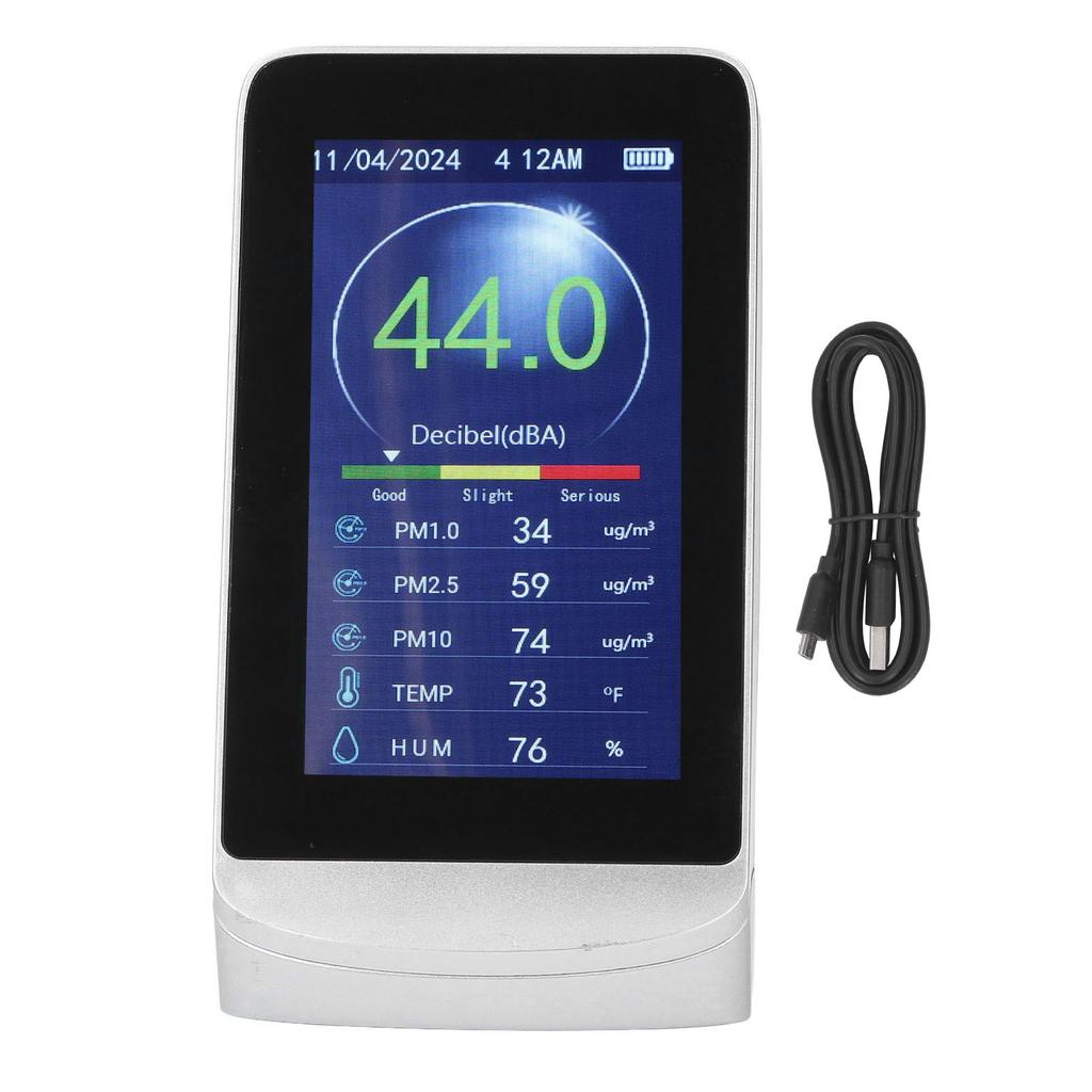 Decibel Meter Wall Hanging LCD Sound Level Reader 30?130db Noise Time Temp Humidity PM 2.5 1.0 10