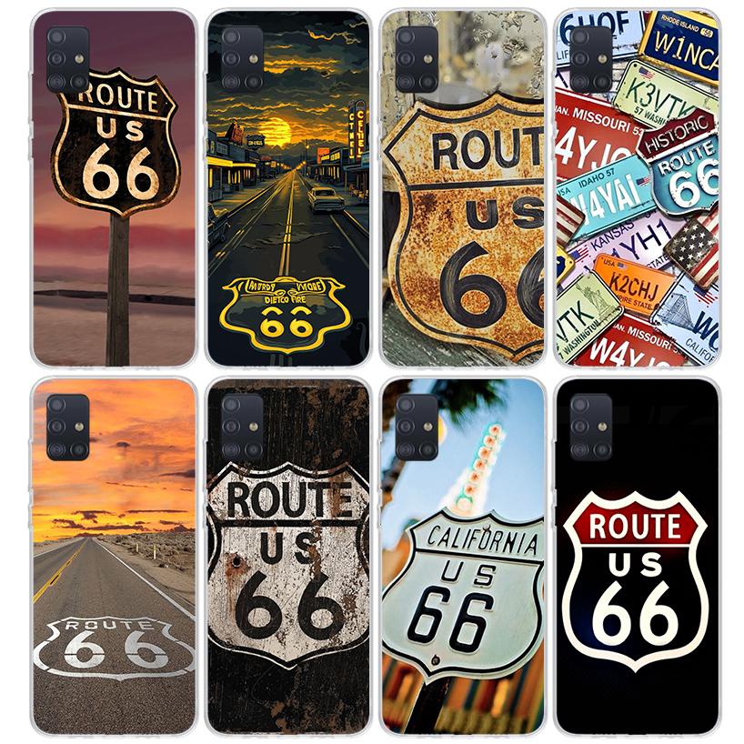 America Route 66 Phone Case For Samsung Galaxy A52 A51 A50S A32 A22 A12 A02S A72 A71 A31 A70 A30S Note 20 Ultra 10 Plus S10 Gala