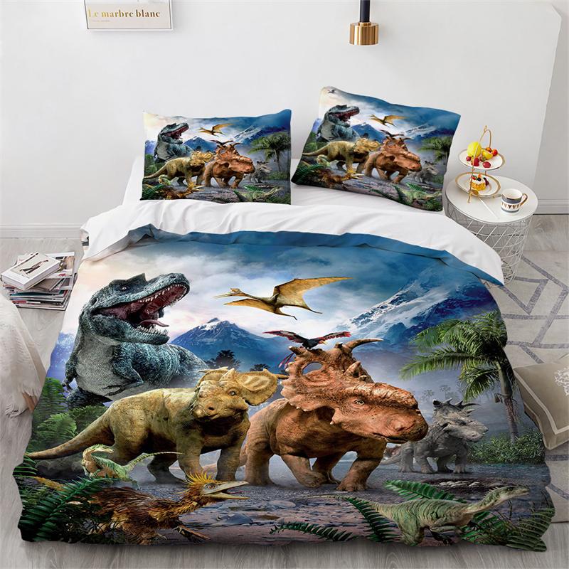 Dinosaur Duvet Cover Twin Microfiber 3D Animal Comforter Cover Jurassic World Park Dinosaur Bedding Set For Kids Teens Boys Room