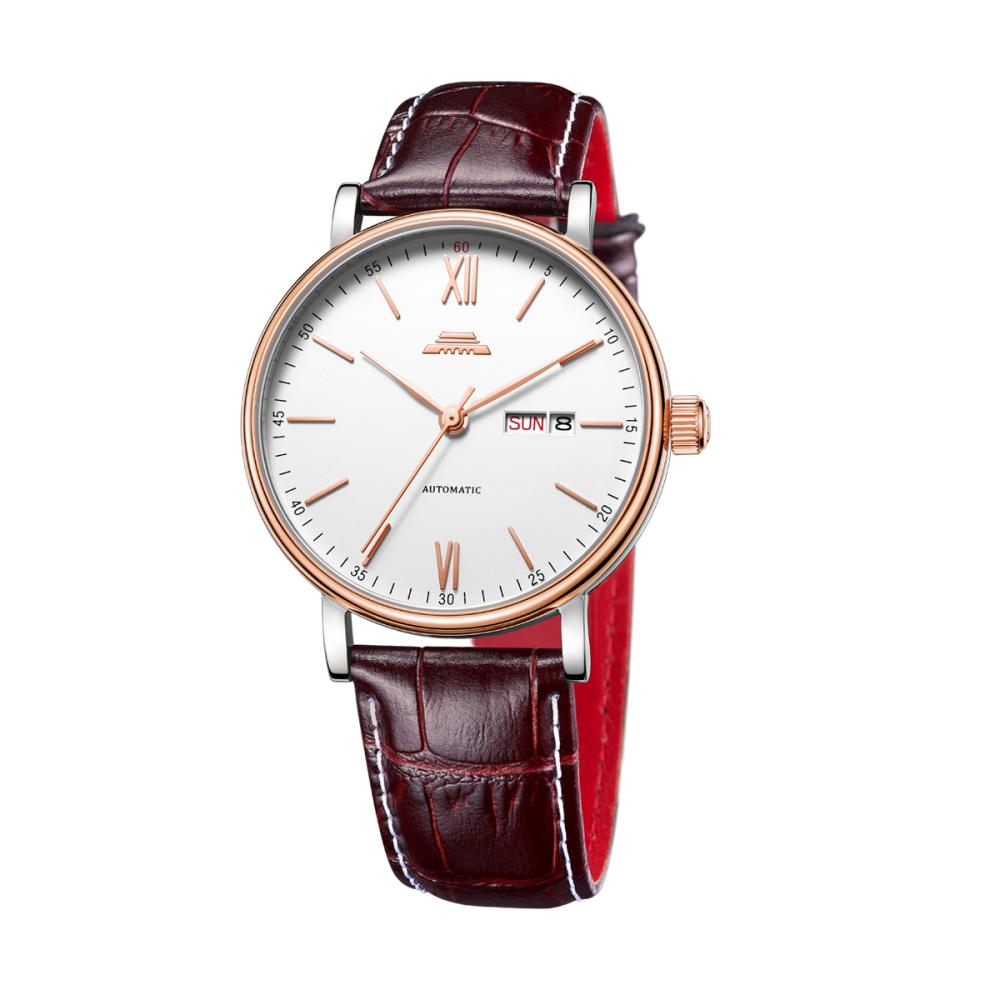 Beijing Classic Series Date and Day Watch 40mm Leather Man Watch Men Mechanical Automatic Skeleton Business Stainless Steel