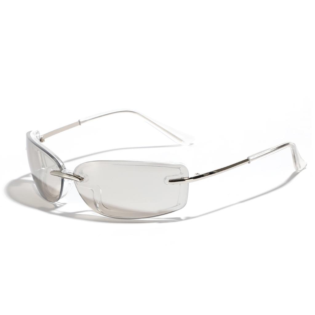 Glasses Square Candy Color Futuristic Sunglasses Women'S Semi-Metallic Dopamine Wearing Sunglasses