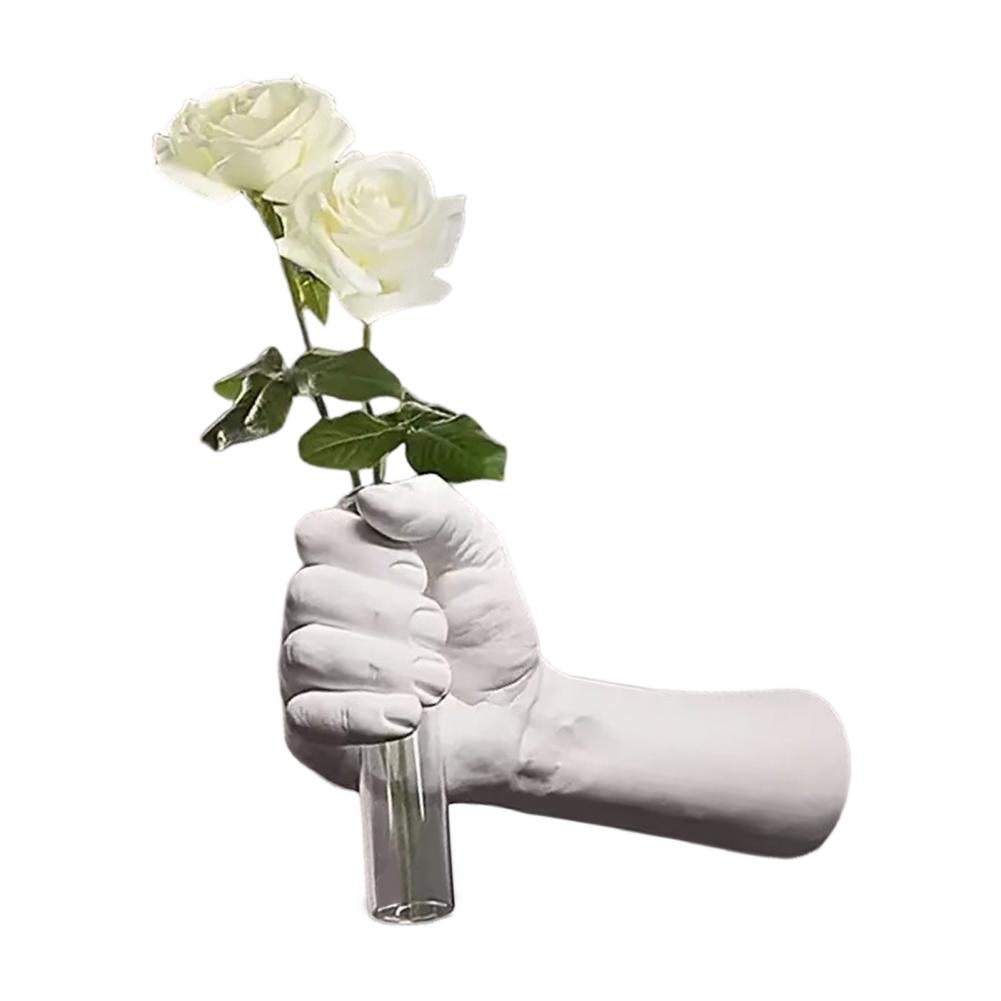 Настенная скульптура Рука Ваза Настенное искусство Скульптура Кулак Человека с Вазой-пробиркой Современное Искусство Статуэтка Ваза для Украшения Дома