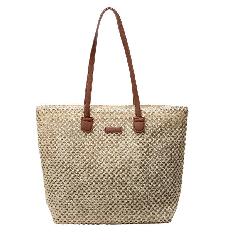 Large Capacity Straw Bag Women's 2025 New Summer Fashion Commuter Woven Bag Seaside Vacation Beach Tote Bag