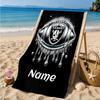 Custom Name Beach Towel Rider's Shield Emblem Microfiber Beach Towel, Lightweight for Summer Travel, Swimming Pool Fan Birthday Gift