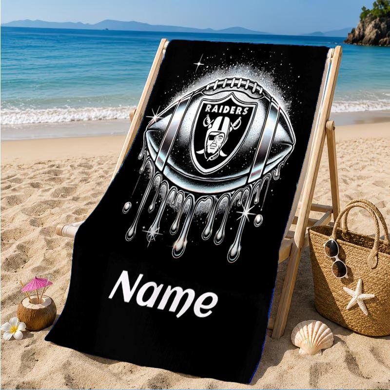 Custom Name Beach Towel Rider's Shield Emblem Microfiber Beach Towel, Lightweight for Summer Travel, Swimming Pool Fan Birthday Gift