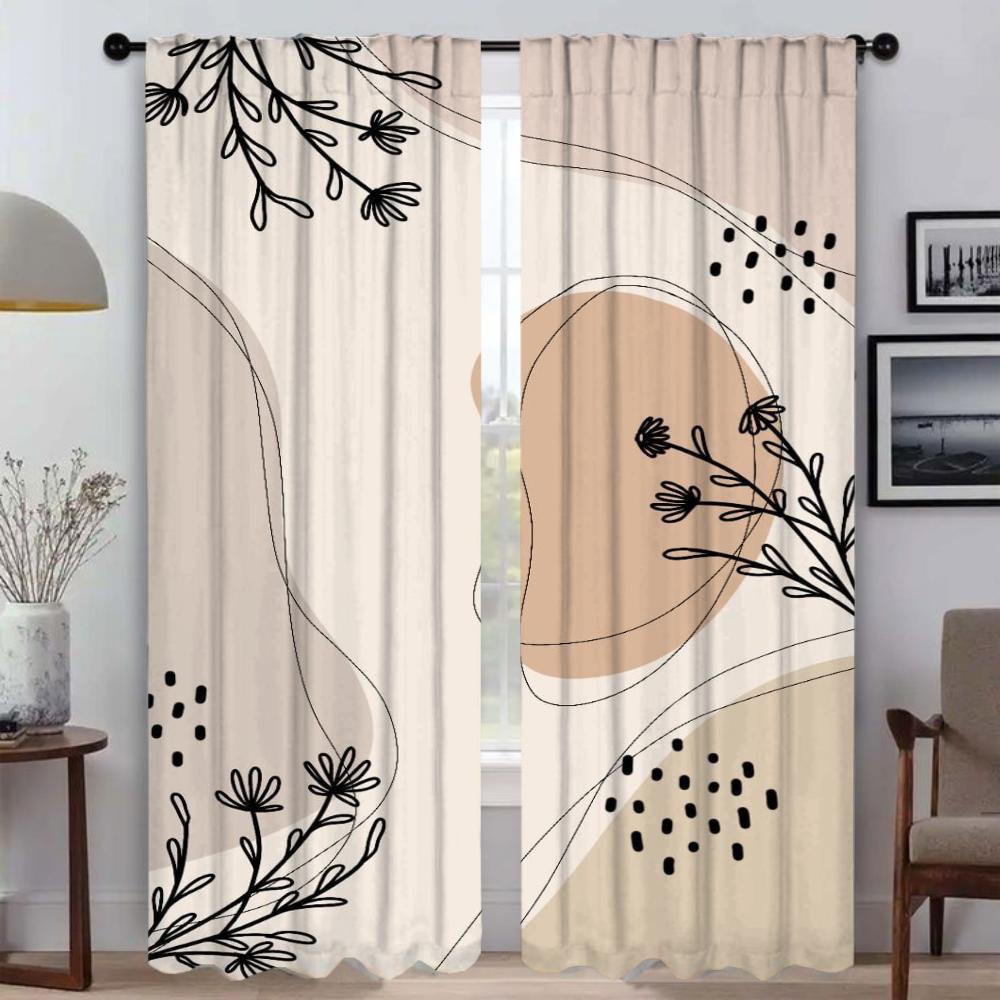 Schlichter Stil Pflanzen Verdunkelungsvorhang für Zimmer 2 Paneele Moderne Wohnzimmergardinen Raumteiler Halloween Dekoration Jalousien Küche