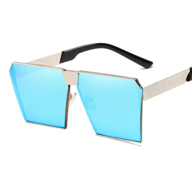 Top Oversized Flat Lens Square Sunglasses Men Women Fashion Metal Large Glasses