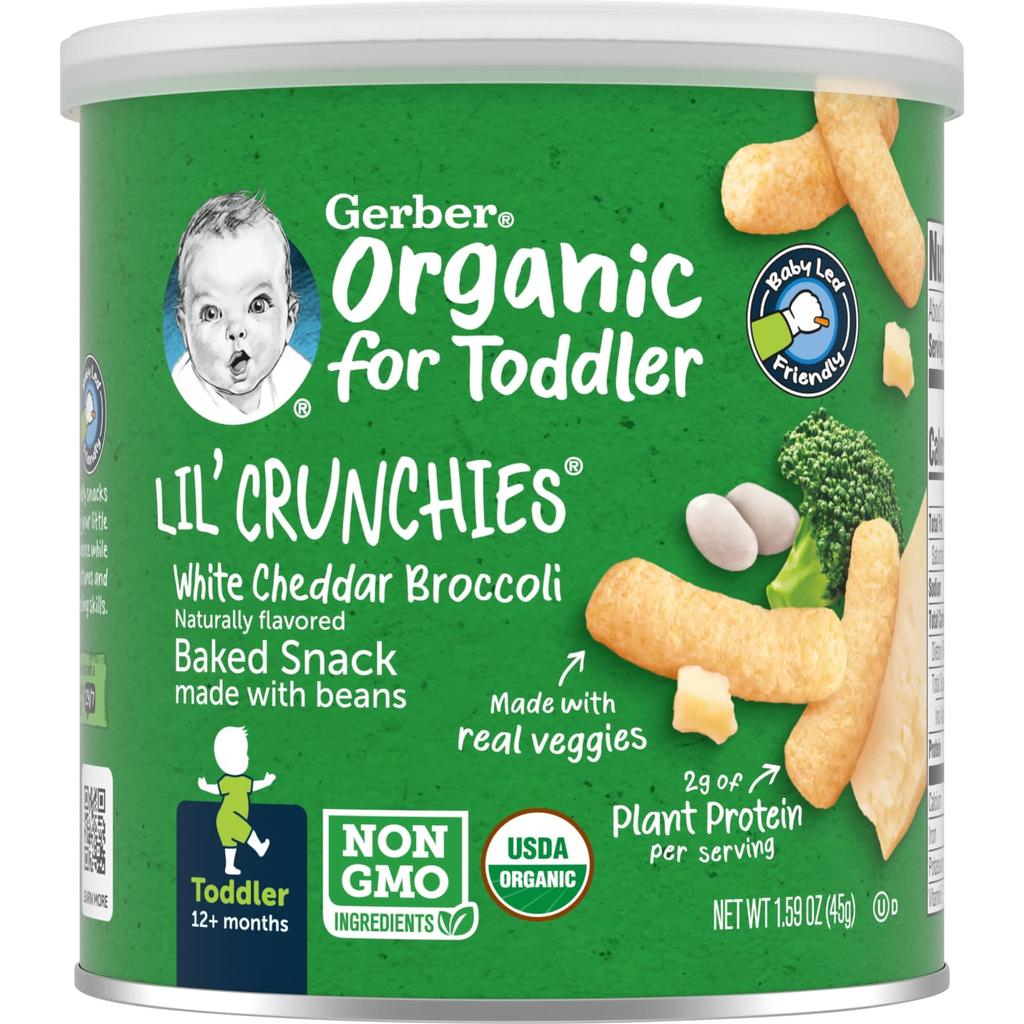 Gerber Organic Lil' Crunchies, 12+ Months, White Cheddar Broccoli, 1.59 Oz (45 G)