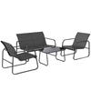 Garden Furniture Set, 4-Piece, Sofa, Armchairs, Coffee Table, Dark Grey and Black