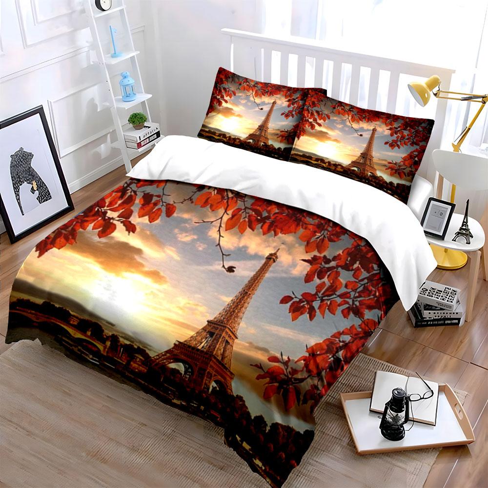 Eiffel Tower and Foliage. Bedding Sets Duvet Cover Sets Duvet Covers Pillowcases(1*Duvet Cover 2*Pillowcases Without Duvet Insert)
