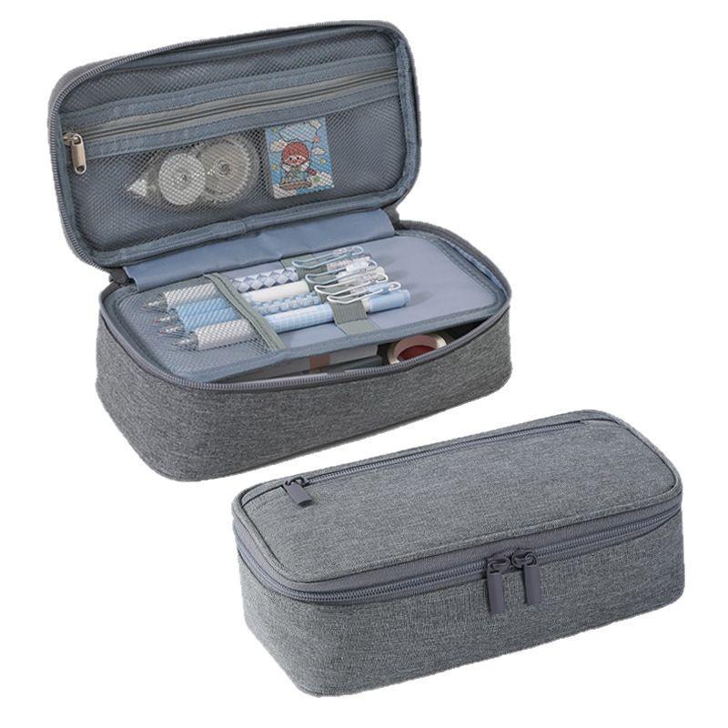Stylish Large Capacity Pencil Case for Men - Durable and Simple Office Stationery Storage Bag