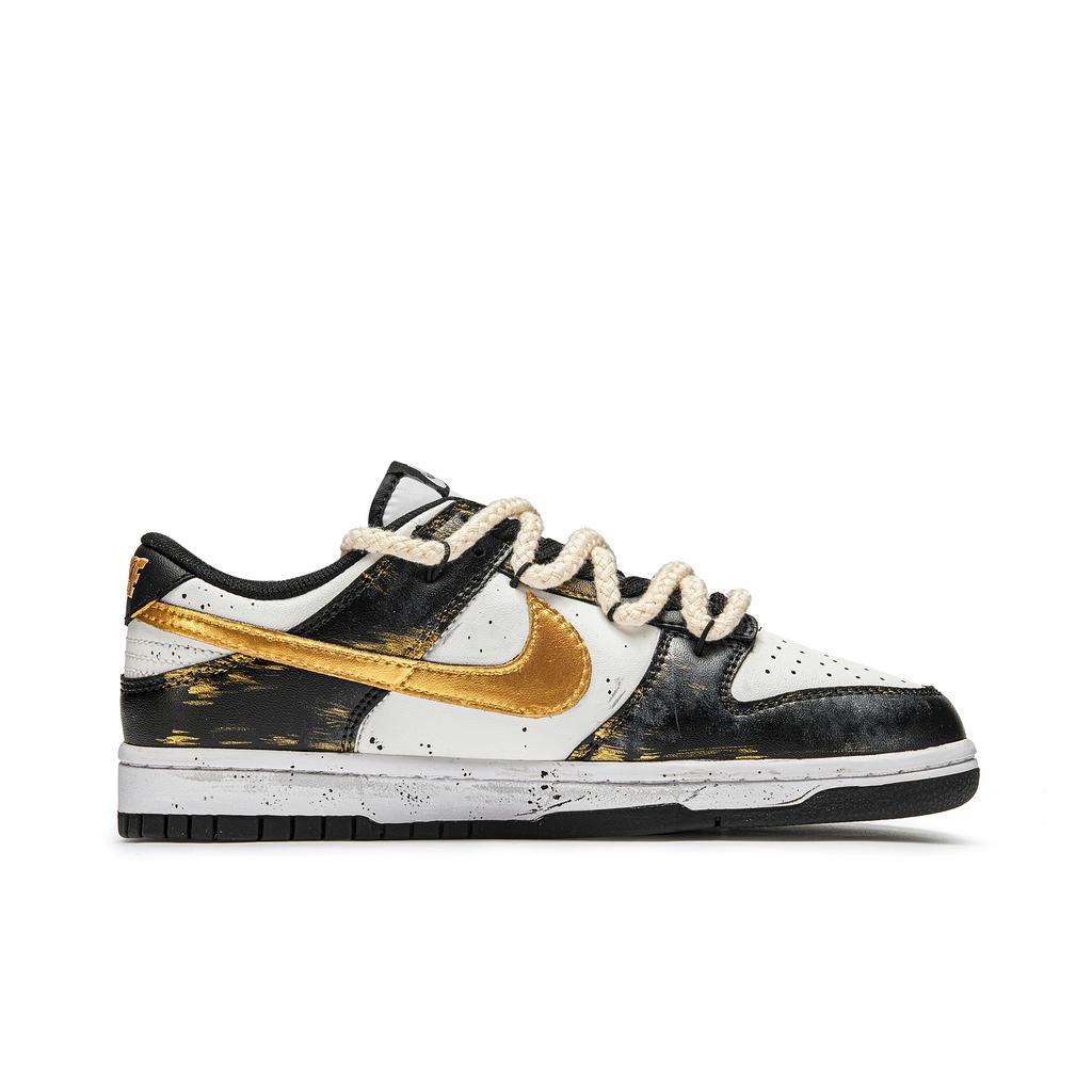 Nike Dunk Gold Legend Abrasion Resistant Abrasion Resistant Low top Skateboard Shoes Unisex White Black Gold DD1391-100(Team202-)
