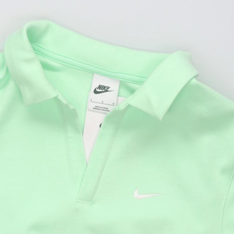 Nike Sportswear Essentials Solid Casual Pullover Short Sleeve Polo Women Tops Vapor-Green DV7885-376