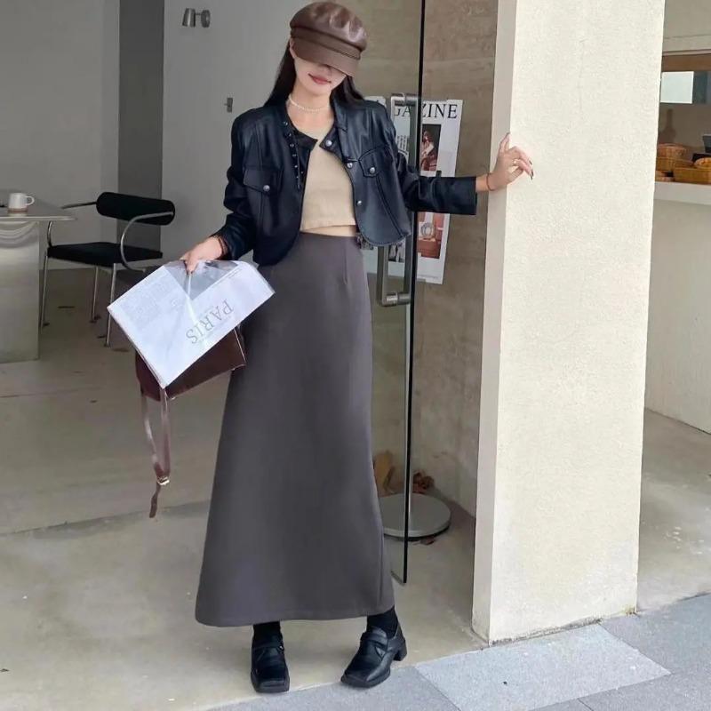 2025 Herbst Neu Lockerer Anzugrock Elegant Hohe Taille Hüftschlank und Gerade Lang für Frauen