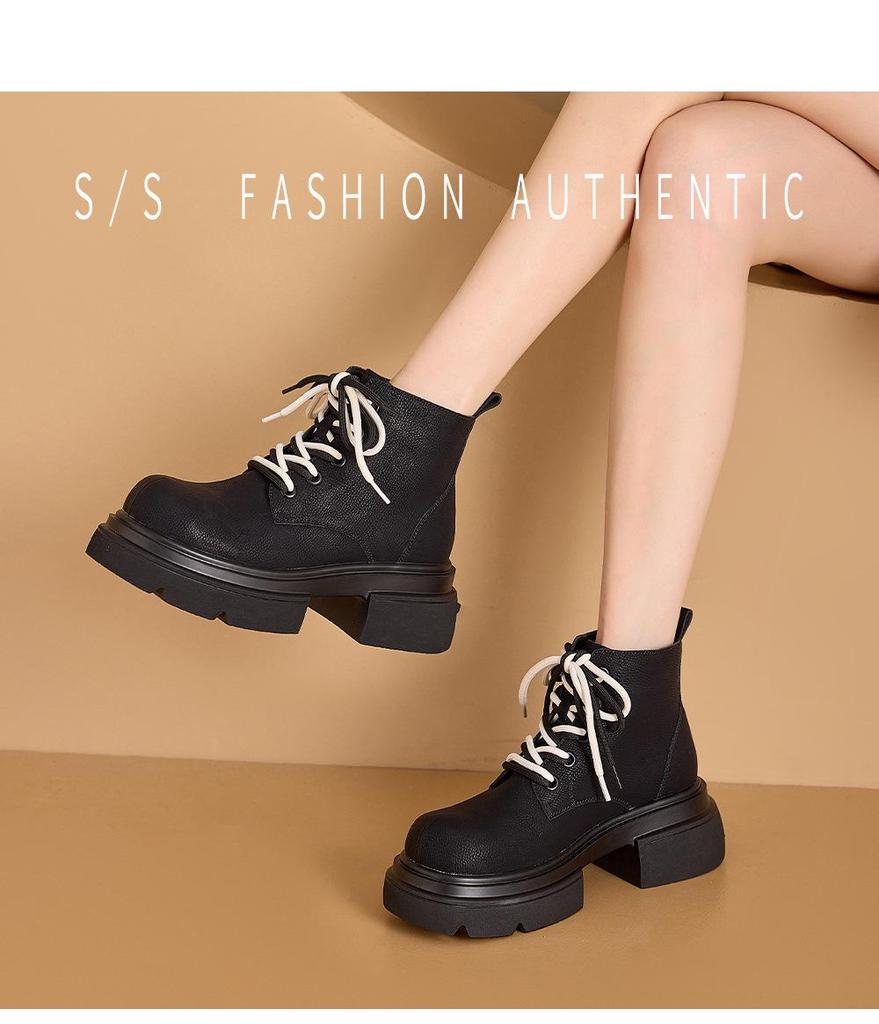 2025 Women's Retro British Style Hidden Heel Ankle Boots - Thick-Soled, Versatile Autumn Martin Boots In Classic Big Yellow.