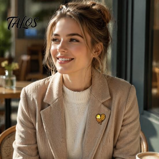 Decorative Hat Pin Enamel Love Waffle Brooch, Heart Metal Lapel Pin, Sweater Brooch Cardigan Coat Suit Scarf Decor, Men Women Clothing Accessories Bag
