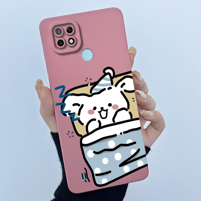 For Realme C21 RMX3201 / C21Y RMX3261 RMX3263 C25Y Phone Case Coque Soft Silicone Sweet Painted Girls Lovely Printed Back Cover