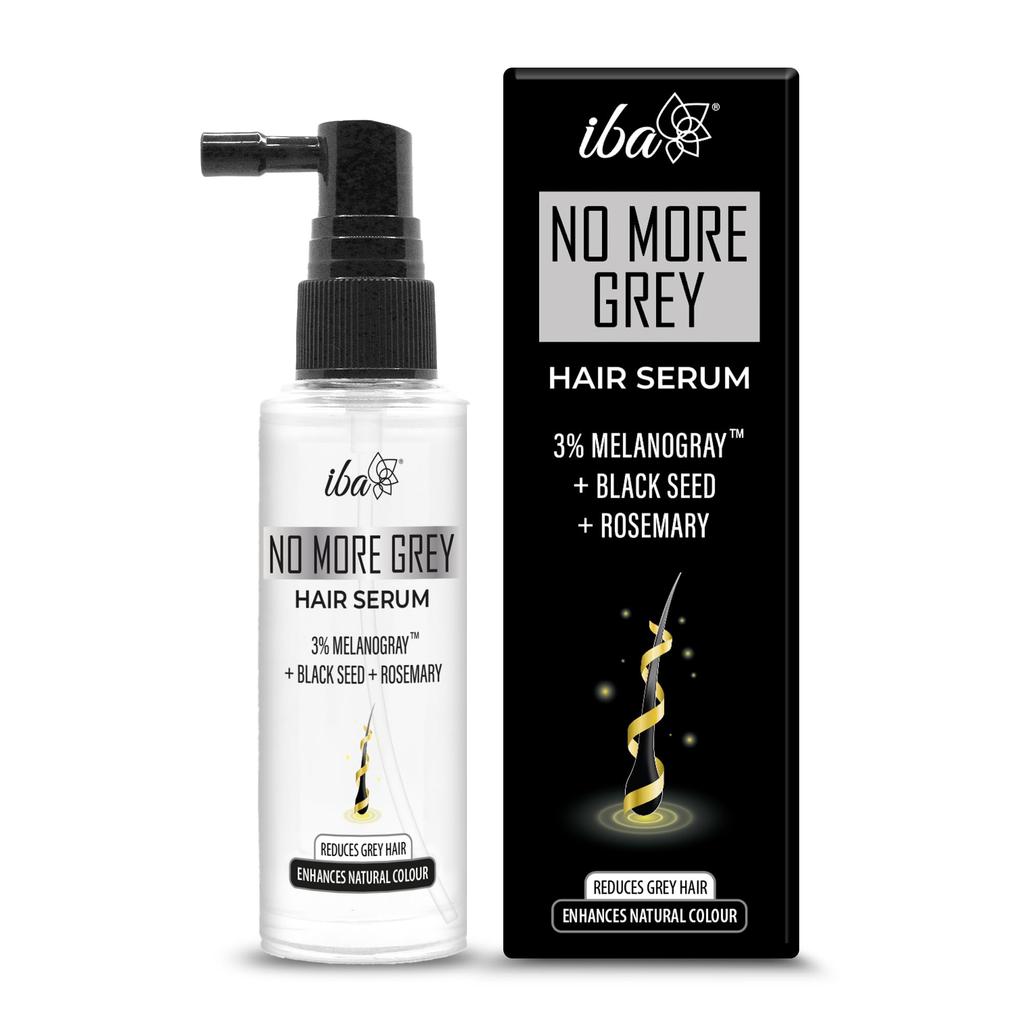 Iba No More Grey Hair Serum, 45ml | 3% MelanoGray™ + Blackseed + Rosemary | Reverses & Limits Greying | Enhances Natural Color | Reduces Grey Hair