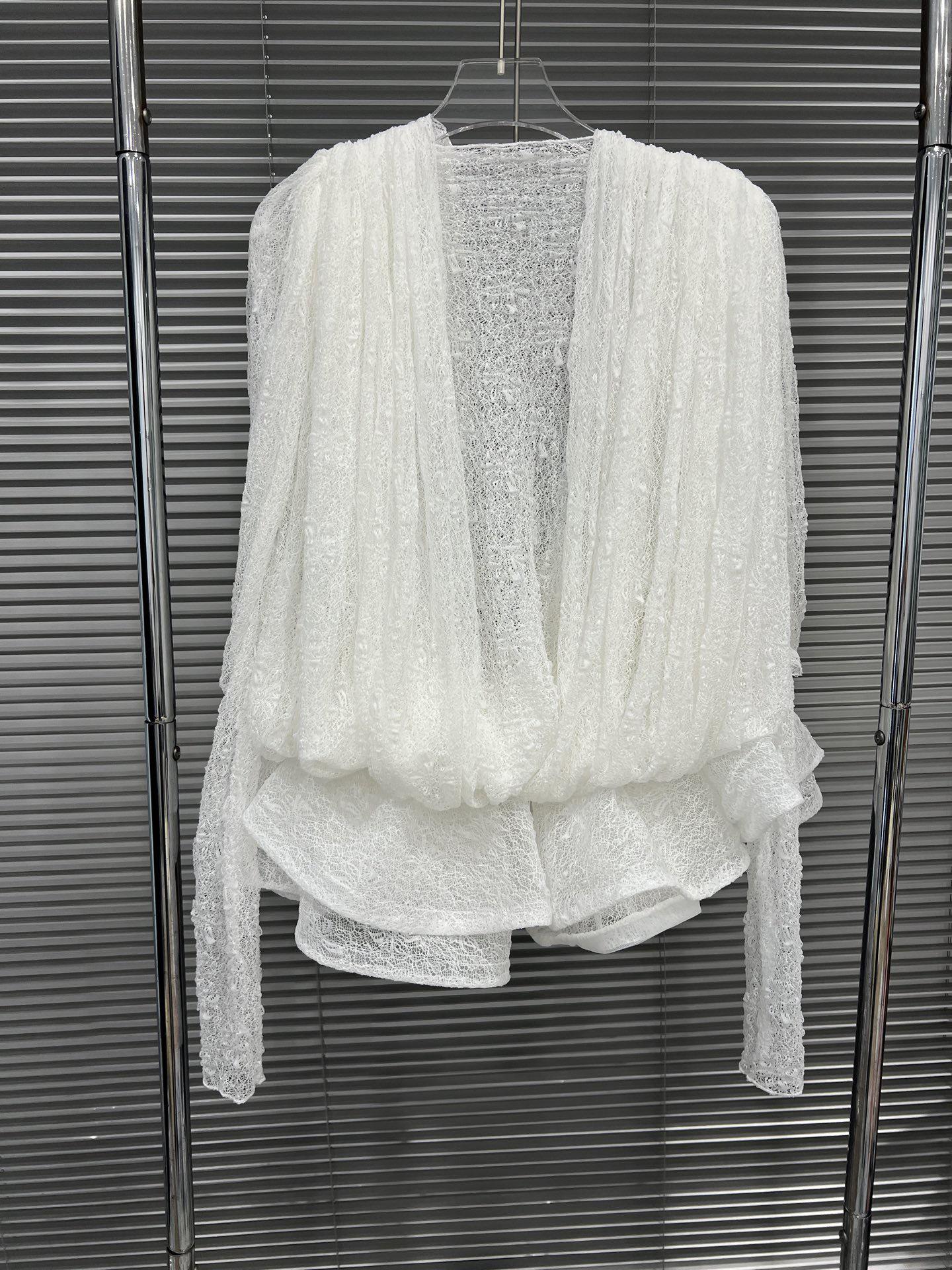 

Весна 2026 Французское сетчатое кружевное платье с длинным рукавом, плиссированное, пышное - Стиль Чистого Желания One Size белый