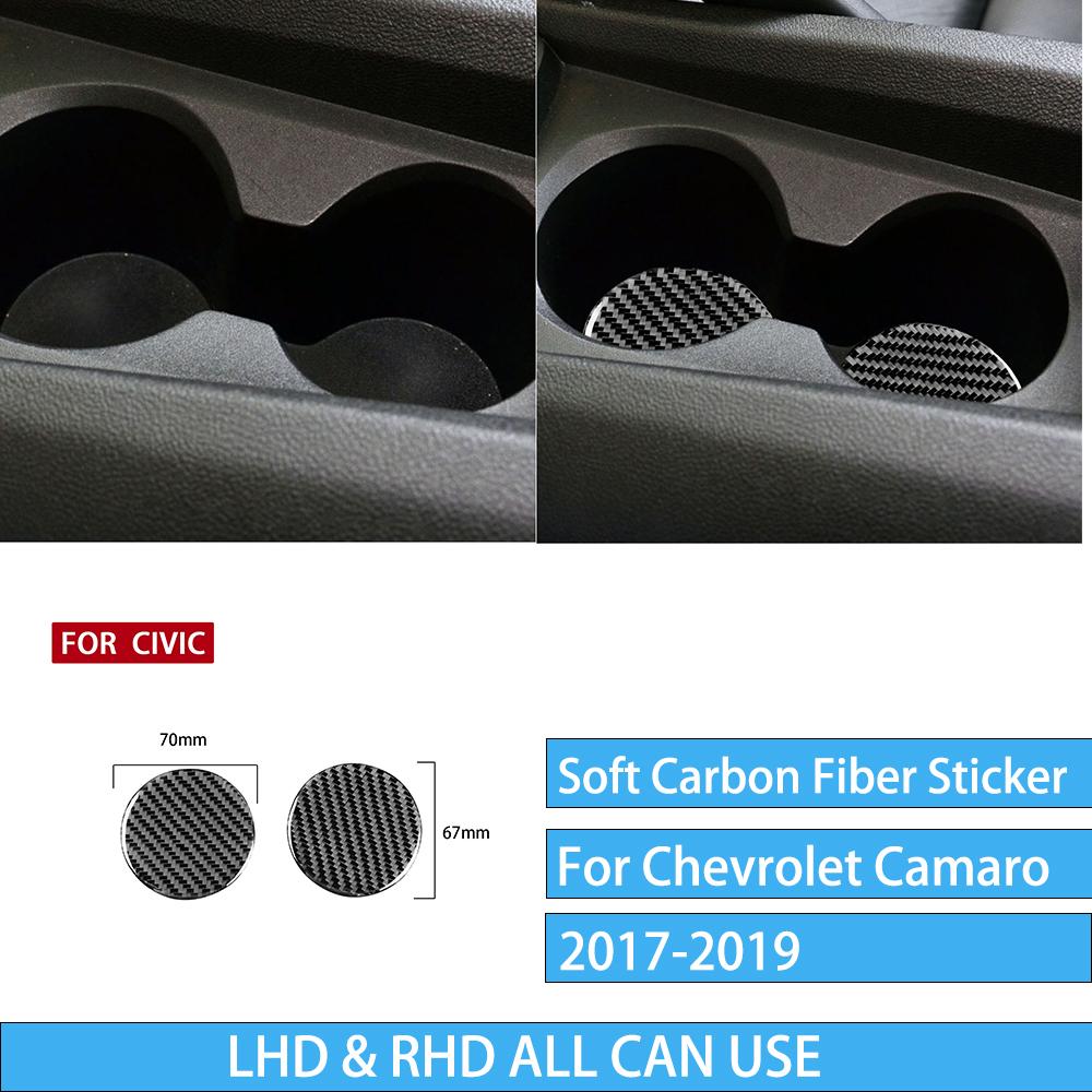 Real Soft Carbon Fiber Sticker For Chevrolet Camaro 2016 2017 2018  Water Cup Mat Decoration Accessories 2 PS