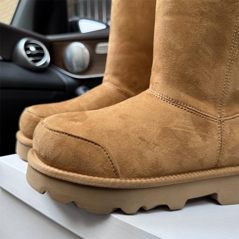 Winter new high tube thick-soled big head snow boots women's suede velvet thermal shoes medium tube