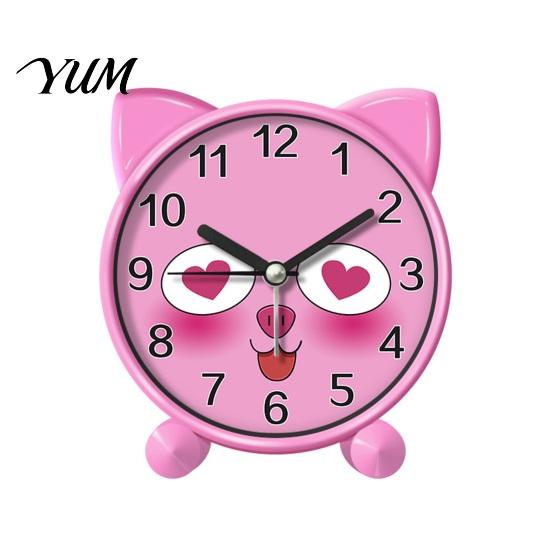 Kids Room Clock Cartoon Animal Alarm for Students, Non-Ticking Quiet Movement Clock, Battery Operated Desk Home Bedroom Electronic