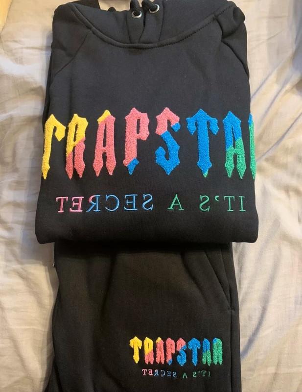 Rainbow gradual change letter embroidery terry