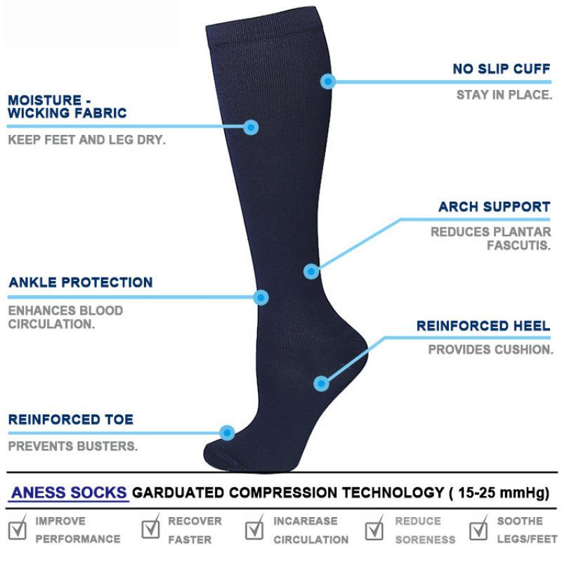 Solid Color Low-Pressure Compression Socks for Sports & Nurses