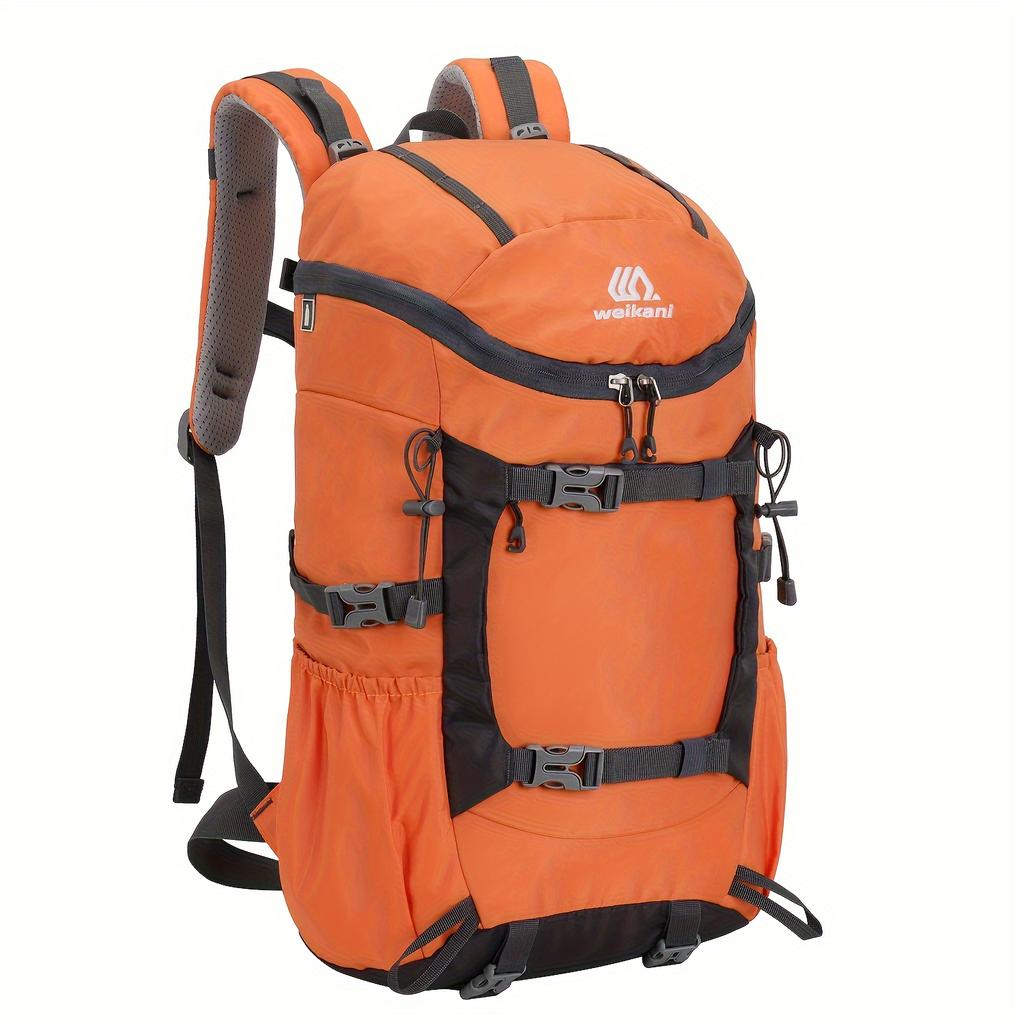 Men's Outdoor Camping Backpack With Trekking Poles Fixed Strap, Large Capacity Travel Hiking Mountaineering Bag, Multi-functional Knapsack