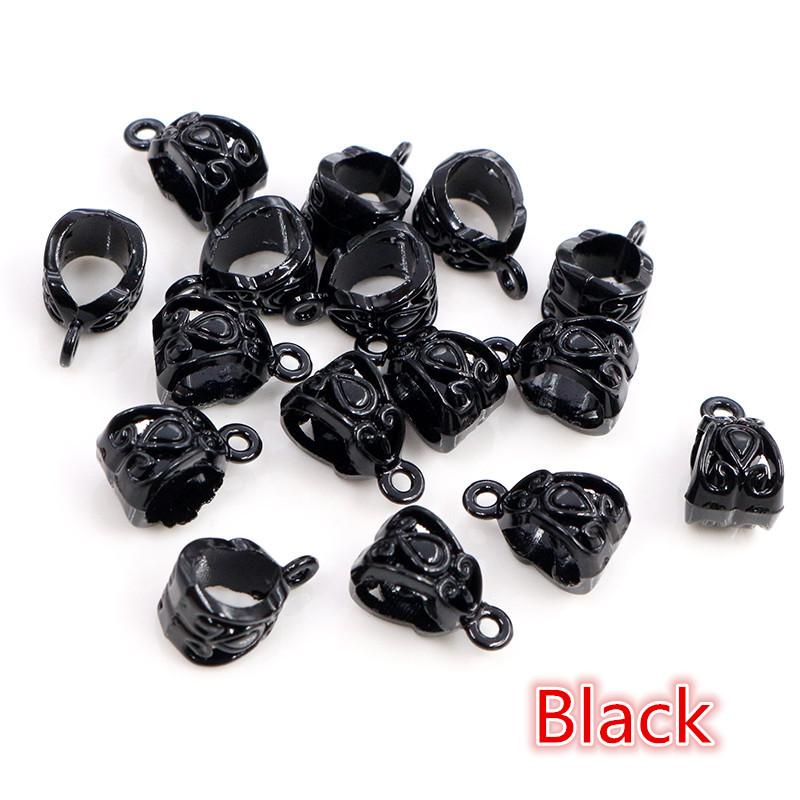 20pcs 13x8x8mm Beads Bails Pendants Jewelry Making DIY Necklace Silver Plated Gold Black Beads Bails Pendants Charm Beads Bails