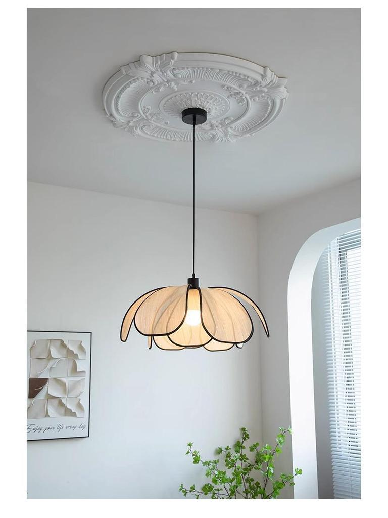 Mid-Century Wabi-Sabi French Retro Chandelier: Elegant Floral Design for Living, Bedroom, or Study