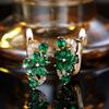 Luxury Female Green Zircon Stone Hoop Earrings Fashion Gold Color Wedding Jewelry For Women