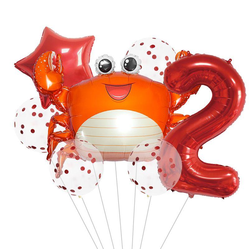 Ocean Theme Balloon Set Kids Birthday Number Balloon Decor