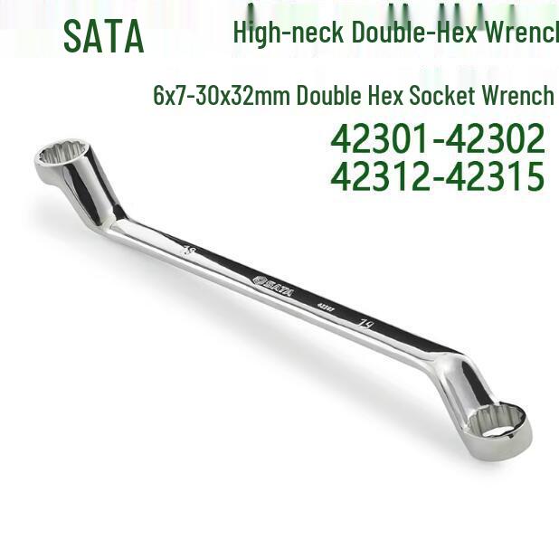 SATA High Neck Full Polish Double Hex Wrench - Offset Ring Spanner 42301-42304 42301