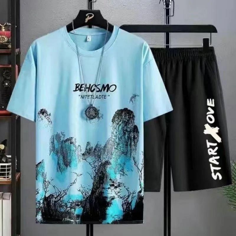 

2026 Summer New Men s Short-Sleeved Set with 3D Heart Pattern XXS
