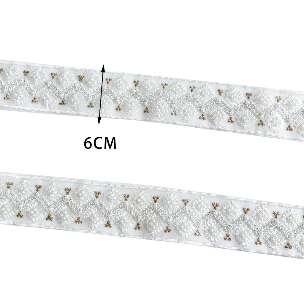 6Cm Heavy Industry Bead Embroidery Sequins Lace Barcode Hanfu Dress Skirt Clothing Lace Accessories