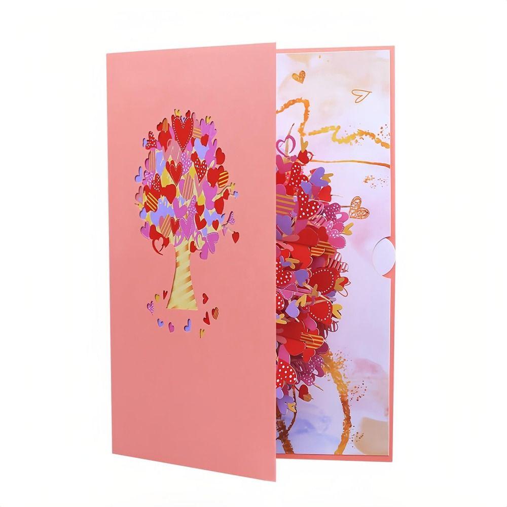Pop Up Design Valentines Day Greeting Cards Romantic with Envelope 3D Heart Tree Card Exquisite Handcrafted Moon Wedding Cards